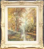 Autumn woods by David Hyde, oil on board, sold Aug 2025