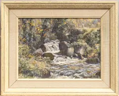 Lamorna stream by Denys Law, oil on canvas, offered Aug 2025