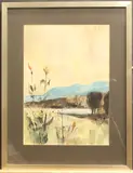 Lake landscape by P. M. Allison, watercolour, offered Aug 2025