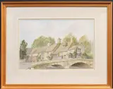 Bourton-on-the Water and Arlington Row by Ronald W Bray, watercolour, sold Aug 2025