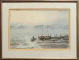 Low tide in late afternoon light by Ashton Cannell, watercolour, sold Jul 2025
