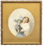 Italian flower girl by Blakeney Scott, watercolour, sold Jul 2025