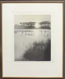 Lake reflections coloured etching by France Hilon, etching, sold Jul 2025