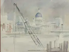 St Pauls from the Thames by Barbara Dorf, watercolour, offered Jun 2025