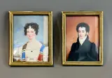 A pair of Regency portrait miniatures by Charles Foot Tayler, 1820, oil, offered Jun 2025