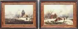 Dutch winter scenes with figures in frozen river landscapes a by Alexis De Leeuw, oil on canvas, offered May 2025