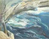 Sea caves, Aran Islands by Rita Smith, oil on board, sold May 2025