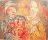 Circus characters by Rita Smith, oil on board, sold May 2025