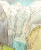 Alpine peaks by Rita Smith, oil on canvas, sold May 2025