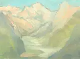 Alpine landscape by Rita Smith, oil on canvas, sold May 2025
