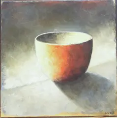 Still life of a terracotta bowl by Betty Moll, 2016, oil on canvas, sold May 2025