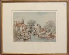 Pulls Ferry by Arthur E. Davies, watercolour, sold May 2025