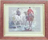 Study of a huntsman and huntswoman side by Mary Barwick, 1901, watercolour, sold May 2025