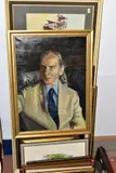 to include a seated portrait of a male figure wearing jacket and tie, by Paintings And Prints Etc, oil on canvas, sold Jul 2021