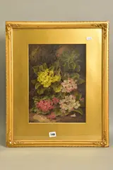 WILD FLOWERS AGAINST A MOSSY BANK, signed bottom right, oil on board?, by Oliver Clare, oil on board, sold Jul 2021