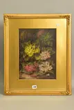 WILD FLOWERS AGAINST A MOSSY BANK, signed bottom right, oil on board?, by Oliver Clare, oil on board, sold Jul 2021
