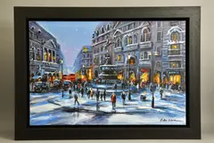 Winter in piccadilly circus by Csilla Orban, oil on canvas, sold Jun 2021