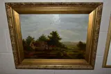 a late 19th century oil on canvas, indistinctly signed, depicting cattle by Scene In Dorsetshire', oil on canvas, sold Jun 2021