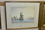 a sailing boat in a continental harbour, signed bottom left, watercolour on by Francis Leke, watercolour on paper, sold Jun 2021