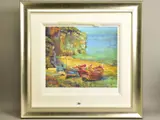 Figures on the beach by Rolf Harris, print, offered Jun 2021