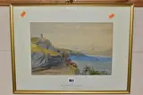 a coastal view with small buildings overlooking the sea, signed and by James Clarke Hook, 1861, watercolour on paper, sold Jun 2021