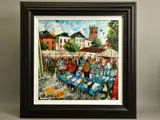 Market day by Richard Burel, mixed media on canvas, sold Jun 2021