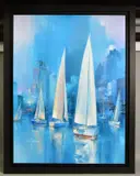 Into the blue by Wilfred Lang, oil on canvas, sold May 2021