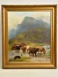 Crossing a ford, argyleshire by Henry Garland, 1893, oil on canvas, sold May 2021