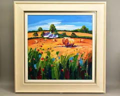 Straw bales, ancrum by Lynn Rodgie, oil on canvas, sold May 2021