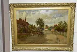a rural village scene with a female figure outside a cottage talking by George Phoenix, oil on canvas, offered May 2021