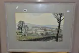 A rural landscape with farm buildings to the mid distance by Walter Horsnell, watercolour on paper, sold May 2021
