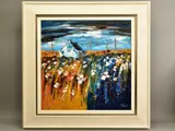 Moonlit coastal croft by Lynn Rodgie, oil, sold Apr 2021