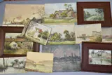 A box containing three oils by William Boden, watercolor, sold Apr 2021