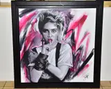 'MADONNA POP', a portrait of the popstar as she looked in the 1980's, by Jen Allen, oil on canvas, sold Apr 2021