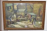 The Fish Market, Porth Curno by Walter Emsley, 1909, watercolour on paper, sold Apr 2021