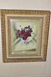 Roses in a glass vase by Hermann Fechenbach, 1946, oil on board, offered Mar 2021