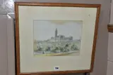 Marischal college aberdeen by Robert Eadie, watercolour and pencil on paper, sold Mar 2021
