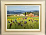 'FLORI NEI GIARDINO IV' a landscape with flowers to the foreground, by Bruno Tinucci, oil on canvas, sold Mar 2021