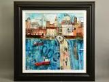 Millenium bridge, london by Richard Burel, mixed media on board, sold Mar 2021