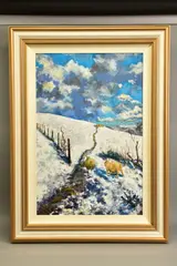 Snowy flock by Timmy Mallett, oil on canvas, sold Mar 2021