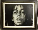 Bob markey by Paul Karslake, mixed media on canvas, sold Mar 2021