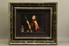 The singer by Fabian Perez, oil on canvas, sold Mar 2021
