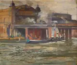 Cannon Street Station Signed by John Hodgson Lobley, Oil on panel, sold May 2021