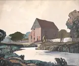 River landscape with a water mill Signed Rowland Hilder - 40 by Rowland Hilder, Oil on canvasboard, sold May 2021
