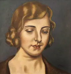 Portrait of a young lady by Adrian Allinson, Oil on board, sold May 2021