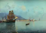 View of the bay of Naples Signed and inscribed Ricciardi by Oscar Ricciardi, Oil on canvasboard, sold May 2021