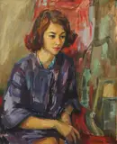 Portrait of a lady seated Signed and dated '61/Katherine Church by Katharine Church, Oil on canvas, sold May 2021