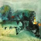 Garden by Colin Middleton, Oil and tempera on board, sold May 2021
