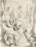 Still life with a bowl of fruit and a glass Signed C Walch by Charles Walch, Pencil, sold May 2021