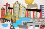 The Thames at London Signed Dekk by Dorrit Dekk, Collage on board, sold May 2021